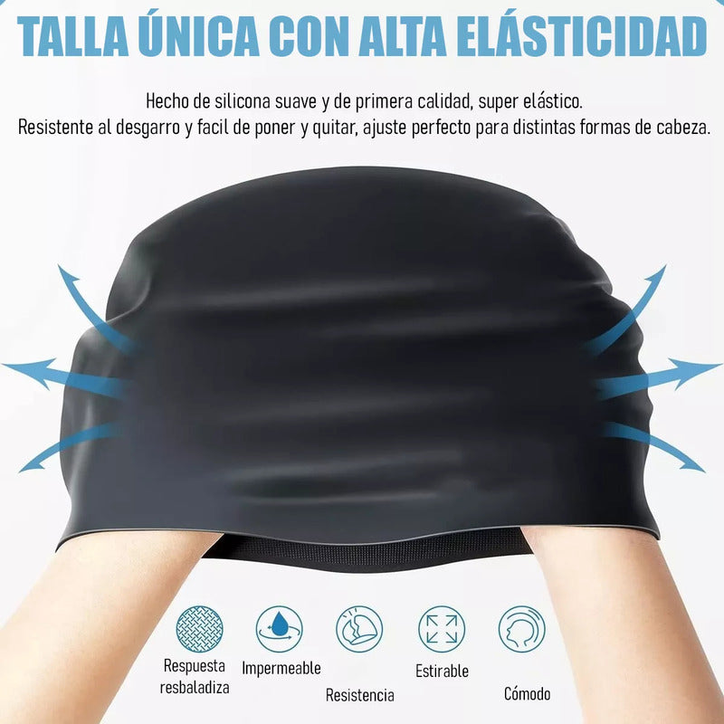 Gorros Natación Silicona Azul Okshop Adultos Pack X2 Anticloro Liso Talle Único