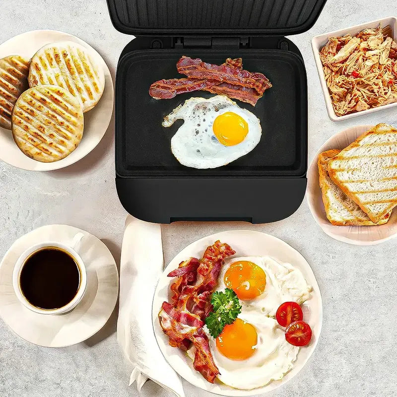 Sandwichera Eléctrica Asador Okshop Con Superficie Antiadherente De 750w Para 2 Sándwiches Negro