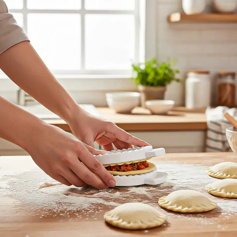 Pack 2 Molde Empanada 21cm Sellador Empanada Prensa Empanada Blanco