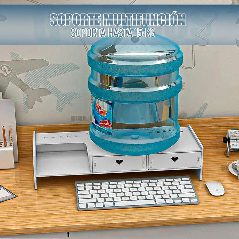 Organizador De Escritorio Multifunción Para Monitor Okshop De Mdf Blanco