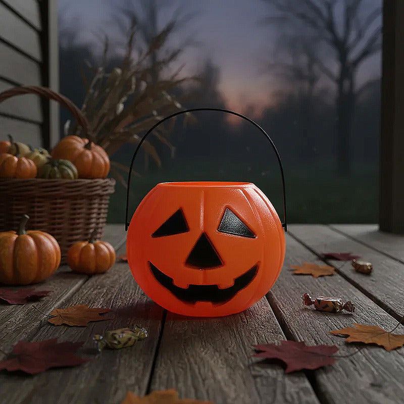 Cubo Calabaza Para Dulces Halloween Cubo Dulce O Truco Cubos Naranja