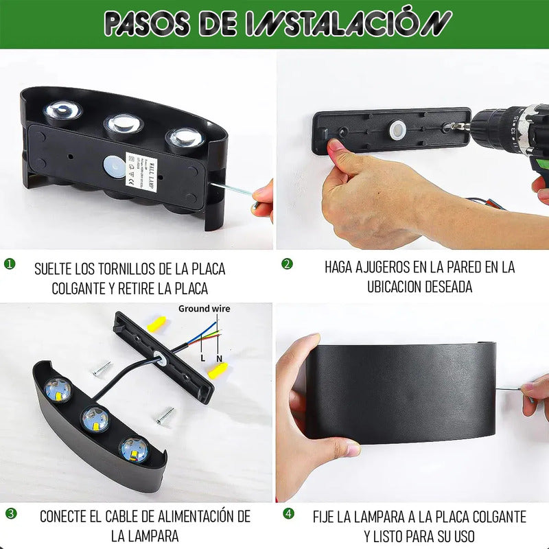 Aplique De Pared Lampara De Muro 6w Luces Pared Aplique Muro Luz Fria Okshop Foco Pared Farol Exterior Pared Luces De... Blanco Frío