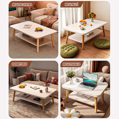 Mesa Centro Grande Mesas Centro Mesa Auxiliar Mesa 2 Niveles Blanco