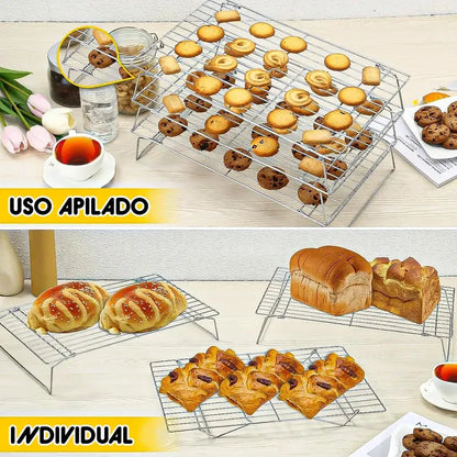 Rejilla Para Enfriar Galletas Okshop De Teflón, Con 3 Niveles Y Antiaherente Gris
