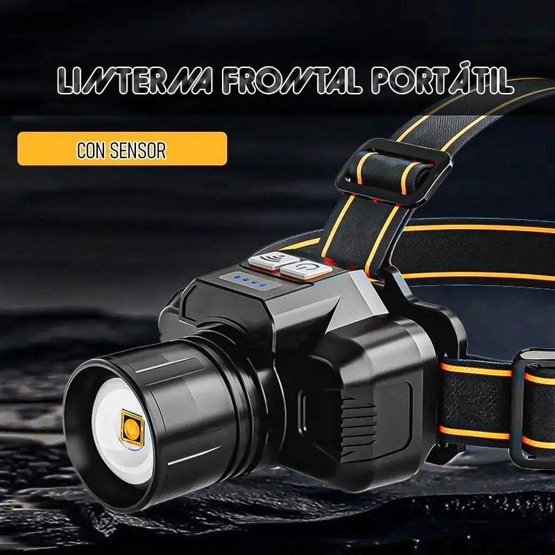 Linterna Recargable Cabeza Linterna Frontal Linterna Sensor Okshop Linterna Potente Recargable Linterna Minera... Negro Blanco