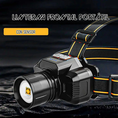 Linterna Recargable Cabeza Linterna Frontal Linterna Sensor Okshop Linterna Potente Recargable Linterna Minera... Negro Blanco