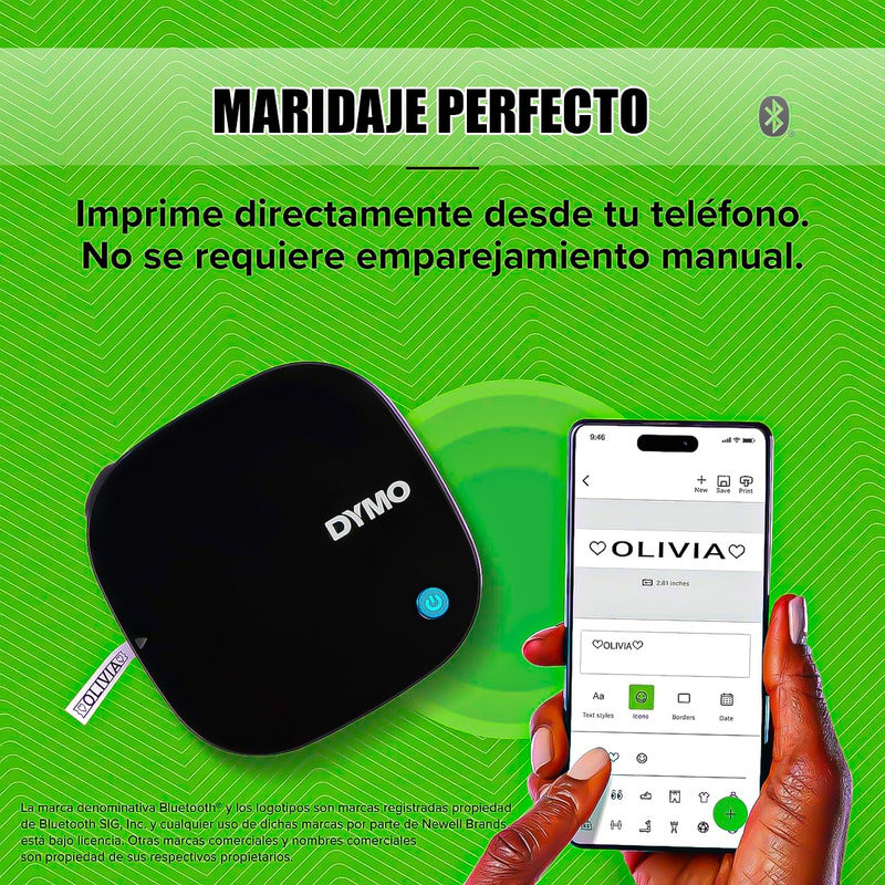 Etiquetadora Bluetooth Etiquetadora Rotuladora Portatil Dymo Negro
