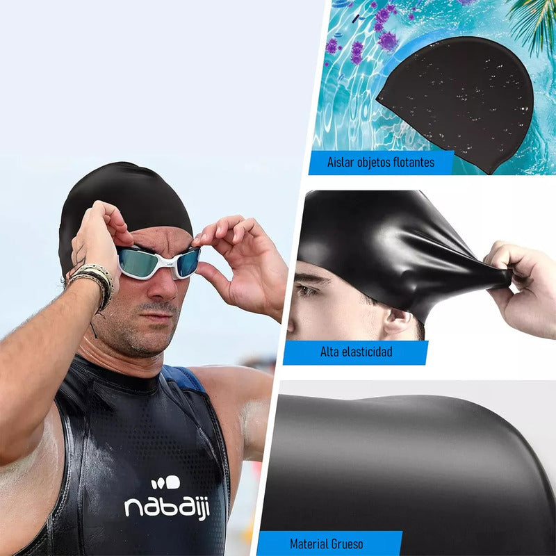 Pack De 4 Gorros De Natación De Silicona Grises Para Adultos Okshop Gris Liso Talle Único