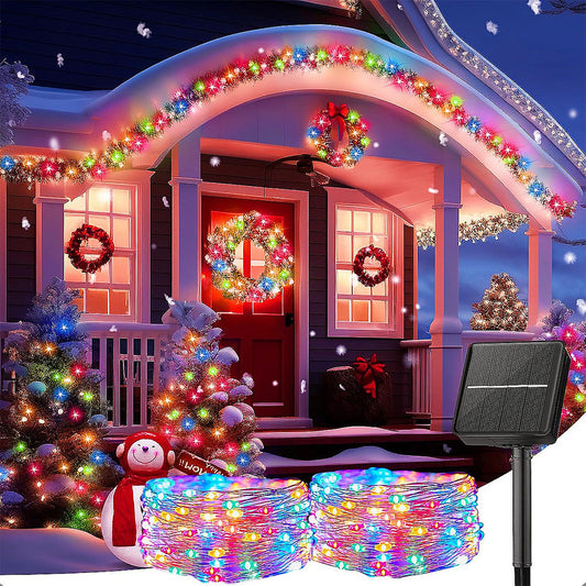 Pack 2 Guirnalda Solar 100 Led Luces Hada Solares Navidad Multicolor