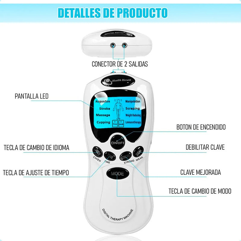 Electro Estimulador Muscular Electroestimulador Kinesiologia Electroestimuladores Portatil Multifunción Okshop Electroestimulador Muscular Electroterapia Multifrecuencia Blanco