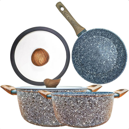 Juego De Ollas Bateria De Ollas Juego De Bateria Cocina Keep Bateria De Cocina Aluminio Revestimiento Antiadherente Juego Olla Silicona 5 Piezas Cuerpo Fundido Okshop