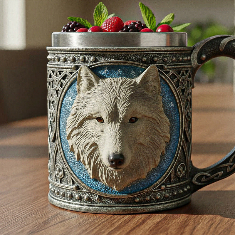 Taza Grande Taza Lobo Game Of Throne Tazon Mug Acero Inoxidable Taza Lobo Stark Game Of Thrones Tazon Mug Taza De Café De Resina Taza De Acero Inoxidable Gris