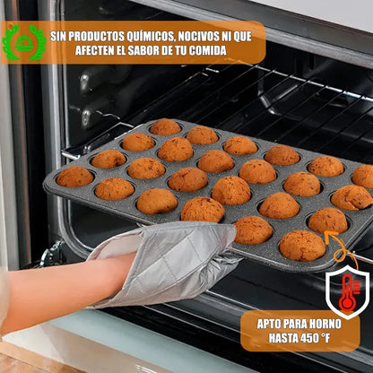 Molde Cupcake Moldes Muffins Moldes 24 Mini Cupcake Moldes Reposteria Metalicos Antiadherente Molde Cupcakes Teflon Galletas Molde Rectangular Acero Aluminizado Okshop Gris
