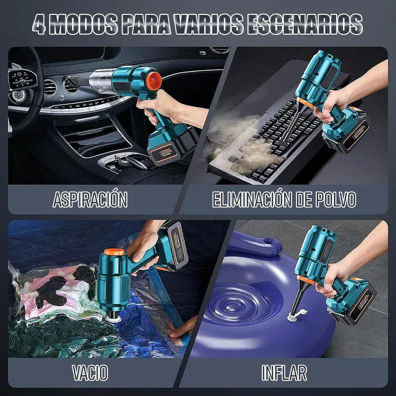 Aspiradora De Mano Inalámbrica Okshop Para Auto Con Función Sopladora Y Batería De Litio Negro