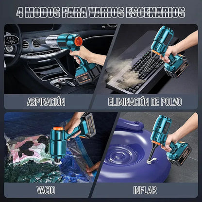 Aspiradora De Mano Inalámbrica Okshop Para Auto Con Función Sopladora Y Batería De Litio Negro