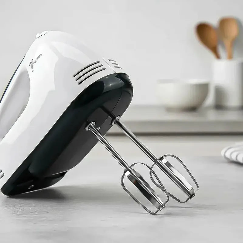 Batidora De Mano Eléctrica Okshop Con 7 Velocidades Y 260 W Para Amasar Y Batir Blanco