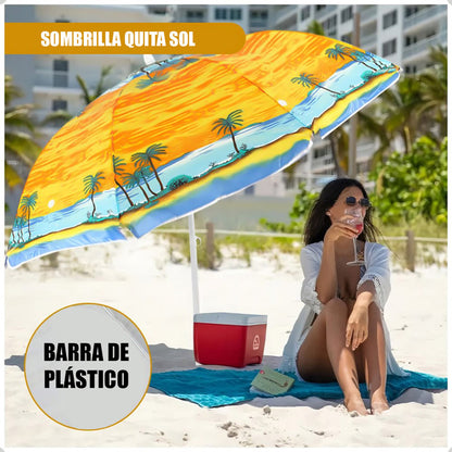 Pack X2 Quitasol Grande Sombrilla De Playa Verano 150 Cm