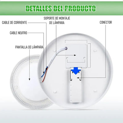 Foco Led Sobremesa 24w Arcashopping Lámpara De Techo Blanco Frío 6500k