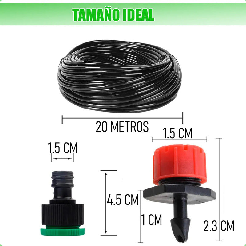 Kit Riego Jardín Okshop Aspersores Automáticos 20m Pvc 62 Piezas