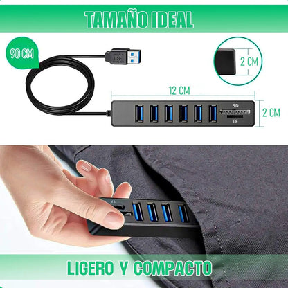 Hub Usb 8 Puertos Windows Extensor Usb 8 En 1 Adaptador Multipuerto 8 En 1 Usb Hub Usb Puertos Usb Protección Contra Sobrecarga Concentrador Usb Transmision De Datos Okshop Negro