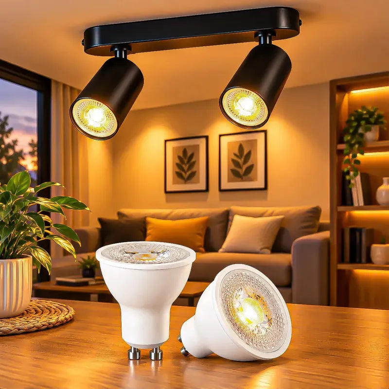 Lampara Led Techo Foco De Techo Ampolleta Gu10 Lámpara Techo Giratorio Okshop Ampolleta Led 7w Ampolletas Led Gu10... Negro