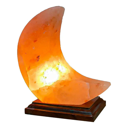 Lampara De Sal Himalaya Lampara De Sal Decorativa Forma Luna Naranja