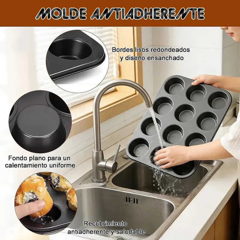 Molde 12 Cupcakes Molde De Muffins Molde Para Horno Arcashopping Moldes Antiadherentes Moldes Para Hornear Moldes Antiadherente Molde Magdalenas Molde Rectangular Moldes Reposteria Gris Oscuro