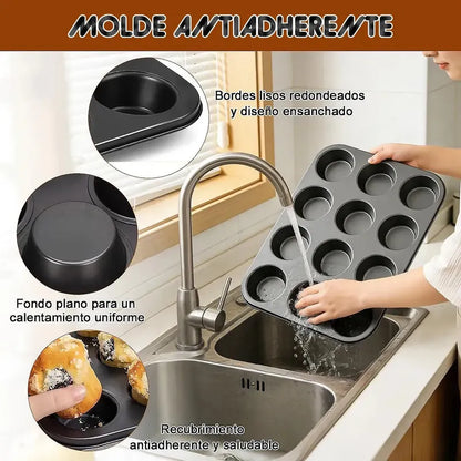 Molde 12 Cupcakes Molde De Muffins Molde Para Horno Arcashopping Moldes Antiadherentes Moldes Para Hornear Moldes Antiadherente Molde Magdalenas Molde Rectangular Moldes Reposteria Gris Oscuro
