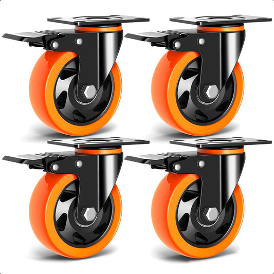 Ruedas Giratorias Para Carros Ruedas Muebles Pack 4 Ruedas Naranja/negro