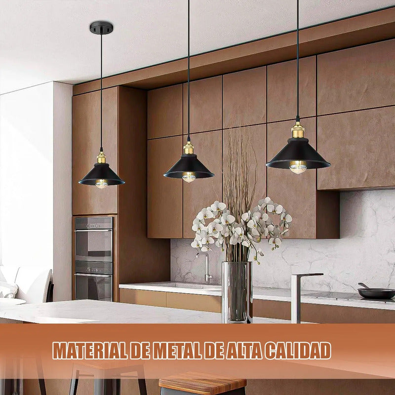 Lámpara Colgante Retro Techo Negro Okshop Led Cocina Comedor