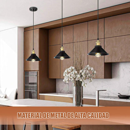 Lámpara Colgante Retro Techo Negro Okshop Led Cocina Comedor