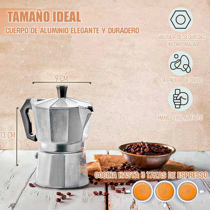 Cafetera Italiana Espresso Express Capuchino Expresso 3 Taza Plateado