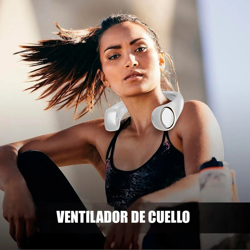 Ventilador De Cuello Portátil Recargable Usb Con 3 Velocidades Y Diseño Ergonómico Azul