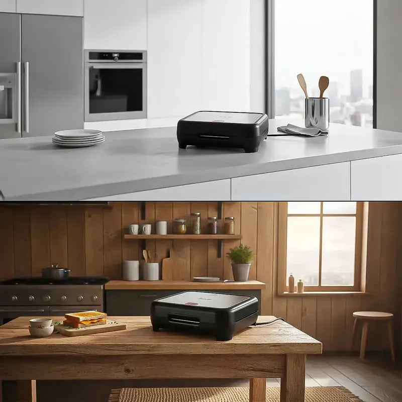 Sandwichera Eléctrica Asador Okshop Con Superficie Antiadherente De 750w Para 2 Sándwiches Negro