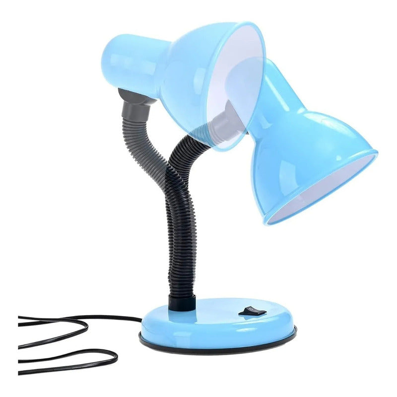 Lampara Escritorio Flexible Metal Okshop Azul E27 Pack 2 Velador Mesa No Aplica