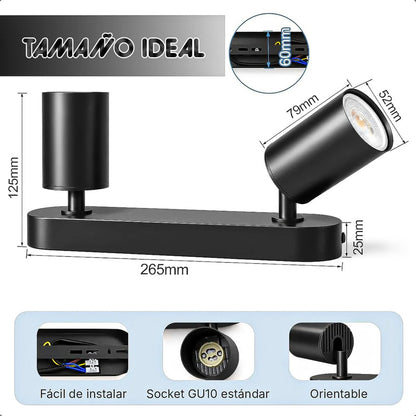 Lampara Led Techo Foco De Techo Gu10 Lámpara Techo Giratorio Negro