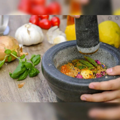 Mortero De Granito Mediano Con Pilón De Mármol De 12.5 Cm Para Especias Y Salsas Okshop Salmón