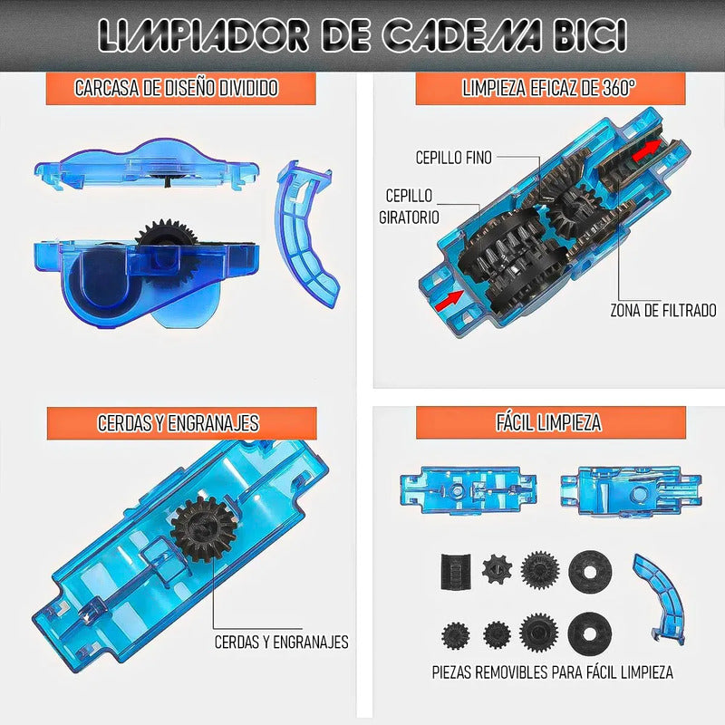 Limpiador De Cadena Okshop Para Bicicleta Portátil Plástico Azul