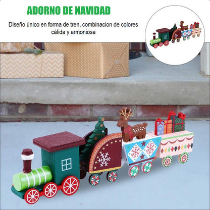 Pack X2 Tren Madera Adornos Navideños Decoración Hogar Navid