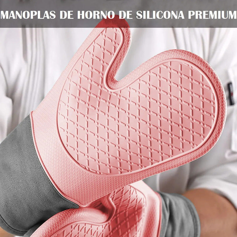 Guantes Para Horno Toma Ollas Guantes De Silicona Guante De Cocina Algodon Okshop Protector De Silicona Flexible 27 Cm Pack 2 Toma Olla Guante Silicona Manopla Rosa