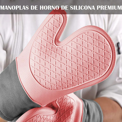 Guantes Para Horno Toma Ollas Guantes De Silicona Guante De Cocina Algodon Okshop Protector De Silicona Flexible 27 Cm Pack 2 Toma Olla Guante Silicona Manopla Rosa