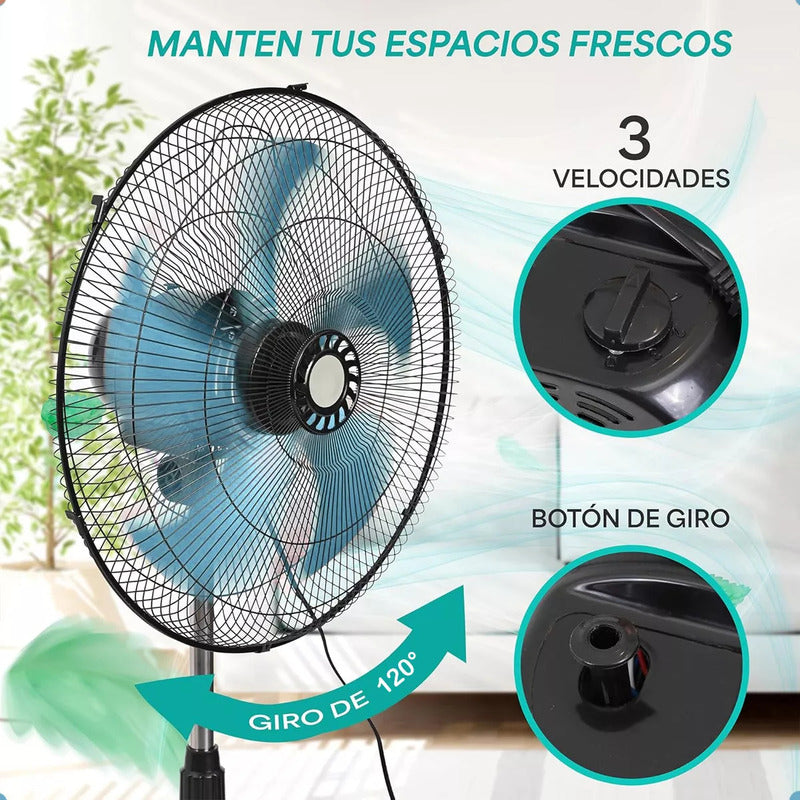 Ventiladores Metalicos Ventilador Pedestal Ventilador 3 En 1 Ventilador De Pedestal Turbo 5 Aspas Metálicas Ventilador Pie Rejilla Metalica Oscilacion 120 Grados Okshop