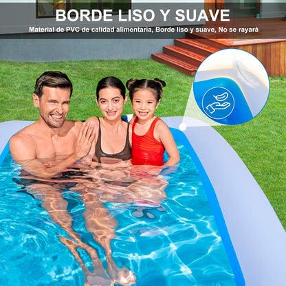 Piscina Para Niños Piscina Rectangular Familiar 260x170x50cm Azul