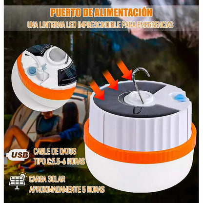 Lampara Para Camping Lampara Solar Recargable Lampara Impermeable Lamparas Solares Para Camping Abs 3.7v Aire Libre Ip65 Pack 2 Lampara Camping Solar 150w 380lm Usb 3 Modos Luz Okshop