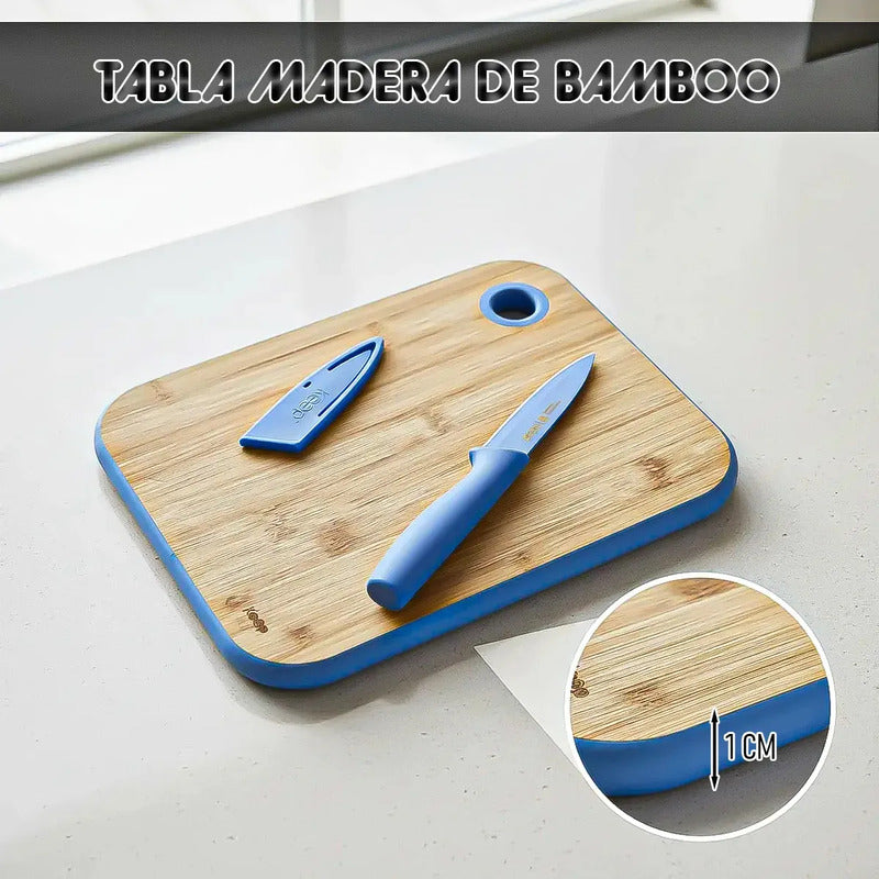 Tabla Para Picar Tablas Picar+cuchillo Tabla Bambu Keep 26cm Okshop Tablas Picar Tablas De Picar Tabla Y Cuhillo Keep... Azul Madera Bamboo