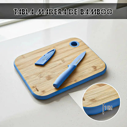 Tabla Para Picar Tablas Picar+cuchillo Tabla Bambu Keep 26cm Okshop Tablas Picar Tablas De Picar Tabla Y Cuhillo Keep... Azul Madera Bamboo