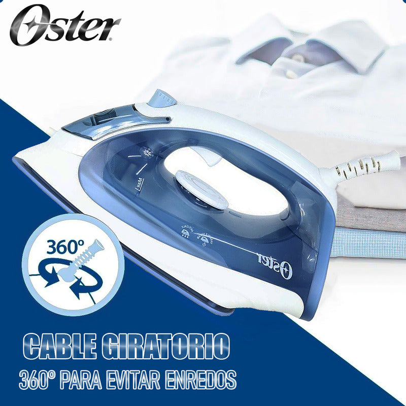Plancha A Vapor Oster Con Base Antiadherente Y Control De Temperatura Blanco/azul