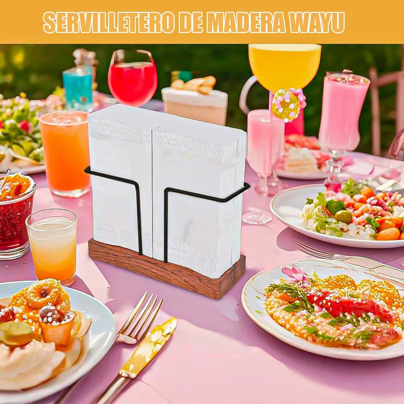 Servilletero Madera Wayu Pack 2 Servilletero Metálico Wayu Servilleteros Metalicos Restaurantes Servilleteros Mesa Picnic Hierro Servilletero Madera Decoracion Okshop Negro