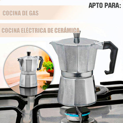 Cafetera Italiana Para 3 Tazas Aluminio Cafe Desayuno Color Gris Cafetera Manual Expreso Portatil Cocina Gris