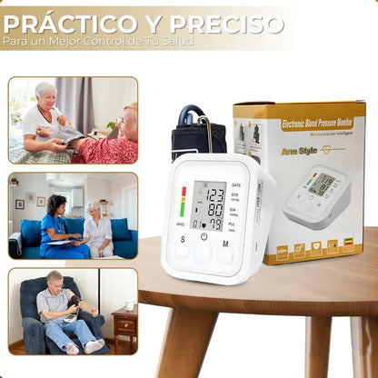 Tensiómetro Digital Okshop Brazo Blanco Medición Precisa Presión Arterial Frecuencia Cardíaca Blanco/gris